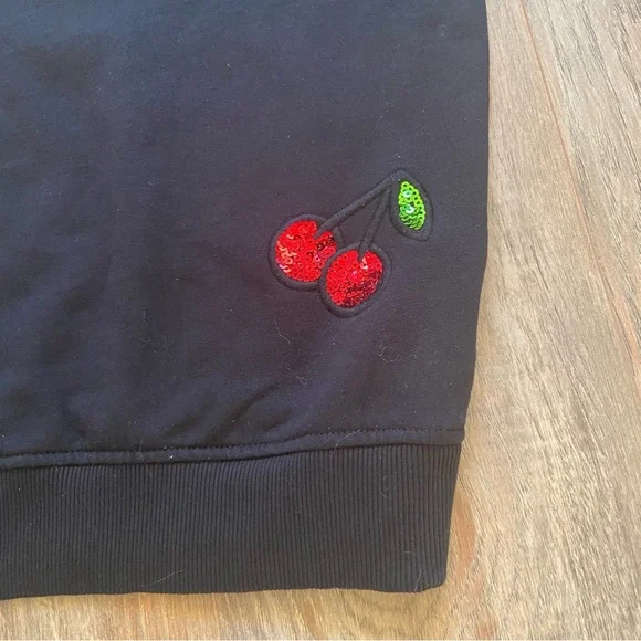H&M Divided Black Sequin Patch Sweatshirt Size Small - Picture 6 of 12